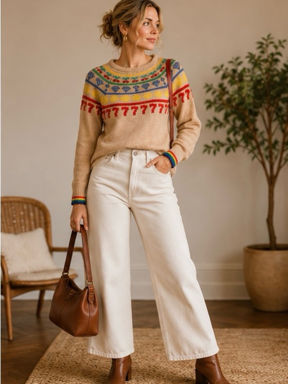 Rachel Antonoff Jackpot Alpaca Fair Isle Sweater S - Picture 12 of 14